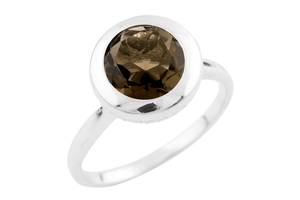 Серебряное кольцо SilverBreeze с натуральным раухтопазом (димчатим кварцем) (0920306) 18 размер