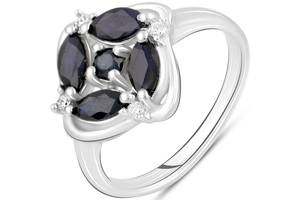 Серебряное кольцо SilverBreeze с натуральным сапфиром 1.31ct фианитами (2120049) 17.5