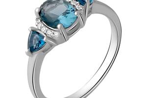 Серебряное кольцо SilverBreeze с натуральным топазом Лондон Блю 0.8ct (2062547) 18 размер