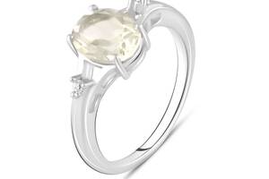 Серебряное кольцо SilverBreeze с натуральным зеленым аметистом 1.625ct фианитами (2105336) 18.5