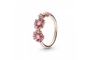 Серебряное кольцо в позолоте Pandora Розовые маргаритки rose 188792C01 50