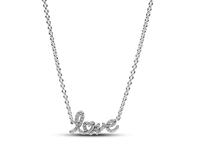 Серебряное ожерелье Pandora Сияющая рукописная любовь 393076C01