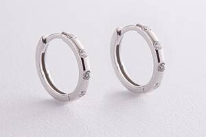 Серебряные серьги - кольца (фианиты) OR110510 Оникс