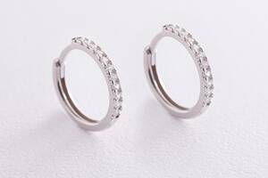 Серебряные серьги - кольца (фианиты) OR116411 Оникс