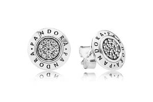 Серебряные серьги Pandora с логотипом Pandora 290559CZ