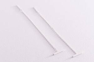 Серебряные серьги - протяжки в стиле минимализм 123105 Оникс 1.4 г