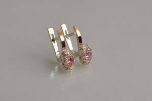 Серебряные серьги Sil с золотом 137s-8 Розовый (Sil-1226)