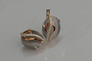 Серебряные серьги Sil с золотыми накладками 150s-3 Серый (Sil-1093)