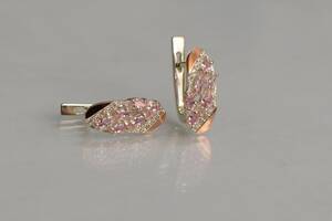 Серебряные серьги Sil с золотыми пластинами 116s-8 Розовый (Sil-1258)