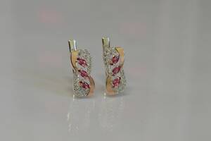 Серебряные серьги Sil с золотыми пластинами 120s-11 Розовый (Sil-809)