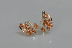 Серебряные серьги Sil с золотыми пластинами 152s-15 Шампань (Sil-1074)