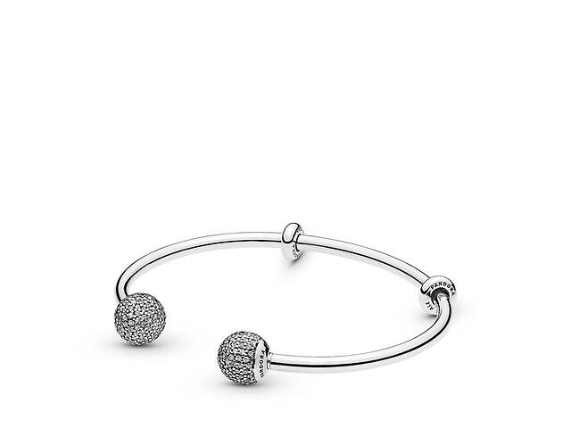 Серебряный браслет-бэнгл Pandora Moments открытый 596438CZ 19