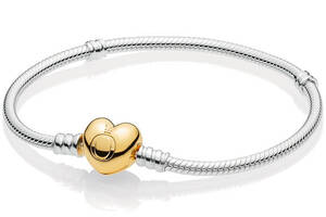 Серебряный браслет основа Pandora Золотое сердце 590727CZ 18