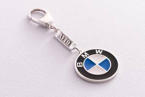 Серебряный брелок для машины BMW 9013.1 Оникс 6.23 г Голубой Белый Черный