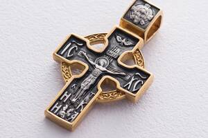 Серебряный крест Распятие с позолотой 132397 Оникс