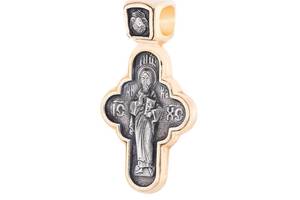 Серебряный крестик с позолотой Господь вседержитель. Икона Божией Матери Семистрельная 131453 Оникс