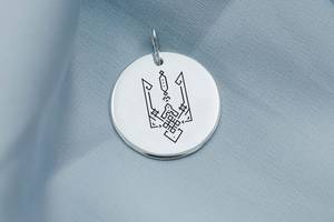 Серебряный кулон Герб Украины Тризуб 132724герб Оникс