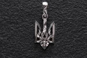 Серебряный кулон Герб Украины - Тризуб 863п Оникс