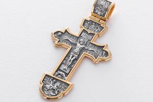 Серебряный православный крест чернение позолота 132730 Оникс 17.1 г
