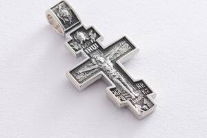Серебряный православный крест Распятие Архангел Михаил 132784 Оникс 6.6 г