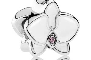 Серебряный шарм Pandora Белая Орхидея 792074EN12