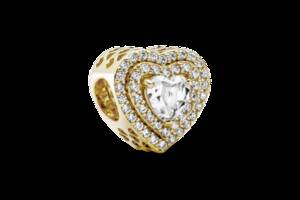 Серебряный Шарм Pandora Moments Gold heart and infinity 759517C01