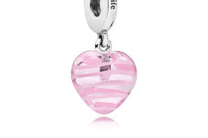 Серебряный шарм Pandora Розовое стеклянное сердце 797069
