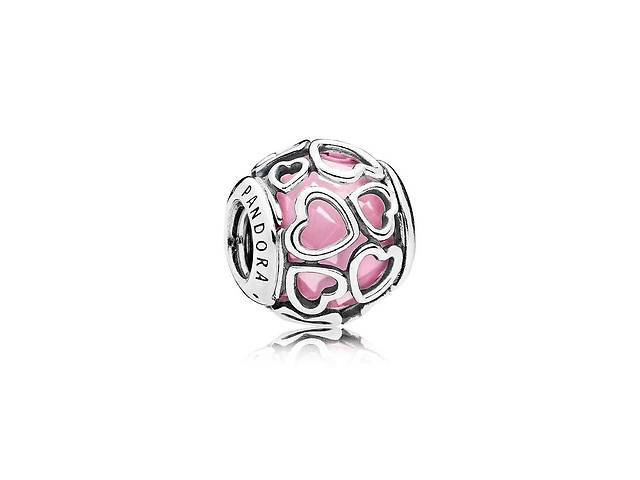 Серебряный шарм Pandora Розовые ажурные сердца 792036PCZ