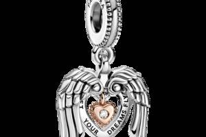 Серебряный шарм Pandora Сердце с крыльями ангела 789296C01