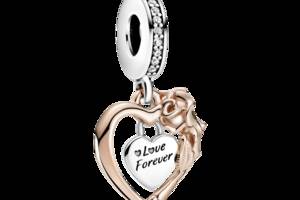 Серебряный шарм Pandora Сердце и роза 789290C01