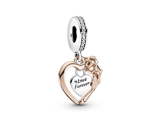 Серебряный шарм Pandora Сердце и роза 789290C01