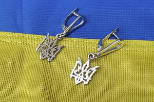 Сережки с гербом Украины Maxi Silver 5652