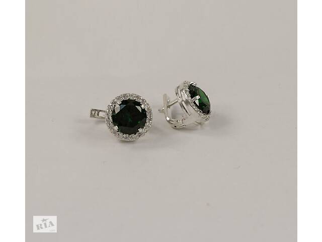 Сережки с зелеными камнями Maxi Silver 7955/1