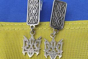 Серьги герб Украины Maxi Silver 5895