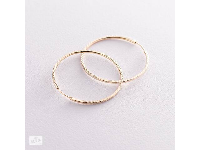 Серьги - кольца в желтом золоте (4.0 см) с07188 Оникс