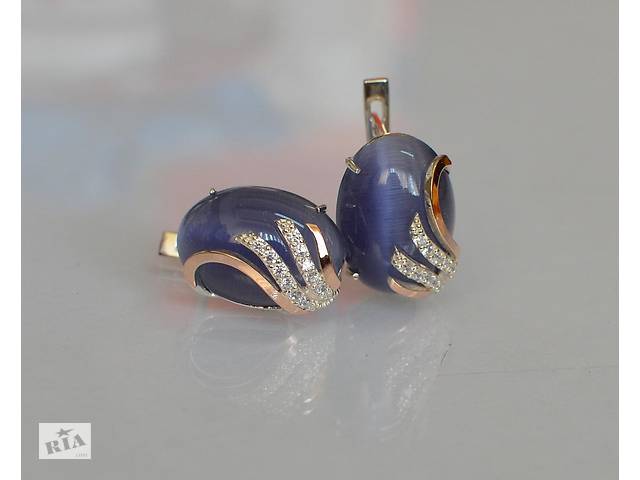 Серьги из серебра Sil с золотом 149s-5 Фиолетовый (Sil-1104)