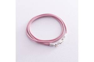 Шелковый розовый шнурок с гладкой застежкой (2мм) 18402 Оникс 30