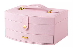 Шкатулка Casegrace SP-01245 Pink 20*15*10 для украшений и ювелирных изделий двухуровневая с зеркалом (12188-67714)