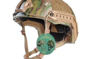 Шлем баллистический тактический с улучшенными вставками FAST Future Assault Shell Helmet NIJ IIIA L / 57-58 Мультикам