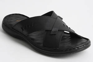 Шлепанцы мужские кожаные 340505 р.46 (30) Fashion Черный
