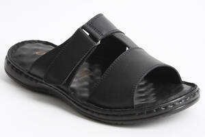 Шлепанцы мужские кожаные 340510 р.40 (25) Fashion Черный