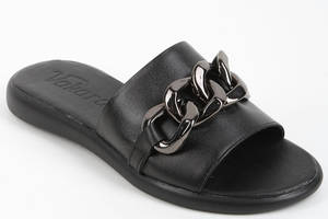 Шлепанцы женские кожаные 339506 р.39 (24,5) Fashion Черный