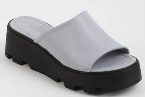 Шлепанцы женские кожаные 340162 р.39 (25) Fashion Серый