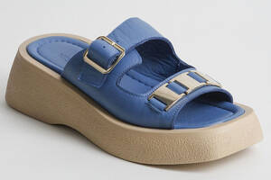 Шлепанцы женские кожаные 340388 р.37 (24) Fashion Синий