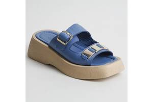 Шлепанцы женские кожаные 340388 р.38 (24,5) Fashion Синий