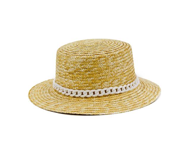 Шляпа ОБОДОК-ЦЕПЬ белая солома натуральный SumWin 56-58