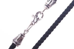 Шелковый шнурок с серебряной застежкой (3мм) 18456 Оникс 45