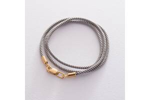 Шелковый шнурок с серебряной застежкой (позолота) 18696 Оникс 30