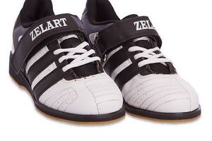 Штангетки обувь для тяжелой атлетики OB-4594 Zelart 39 Бело-черный (06363041)