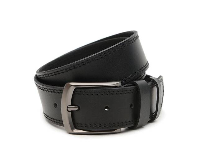 Широкий Мужской кожаный ремень 4,5 см V1115GX20-black Borsa Leather